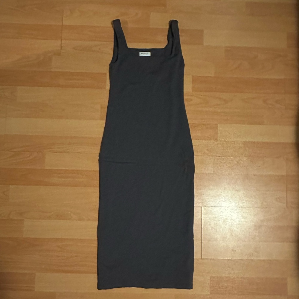 Babaton Gray Midi Dress Square Neck